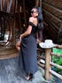 Dress with a knot in the chest area "AMORE" - BLACK